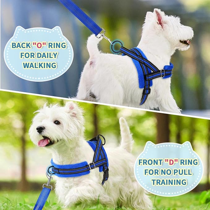 Lukovee Small Dog Harness and Leash Set, No Pull Soft Padded Vest | Both Neck & Chest Adjustable, Reflective, Puppy Harness with 4ft Lightweight Anti-Twist Dog Leash for Small Dogs (Blue, XS) - Image 7