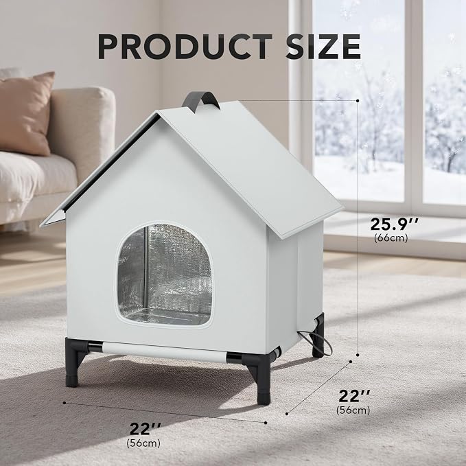 Large Cat House for Outside&Indoor,Insulated and Weatherproof,Foldable Cats Shelter, Bigger Cat House, Selfwarming Cat Shelter Large Cave Bed for Winter,Garden(22 x 22 x 26 inch,XL,Normal) - Image 2