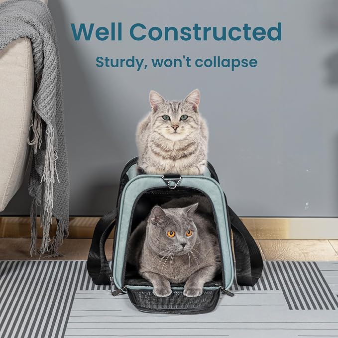 Petsfit Soft-Sided Cat Carrier,18 x 11 x 11 Pet Carrier | Airline Approved, Lightweight and Collapsible, Ventilation on 5 sides, Escape Proof, Adjustable Shoulder Strap & Soft Cushion - Image 7