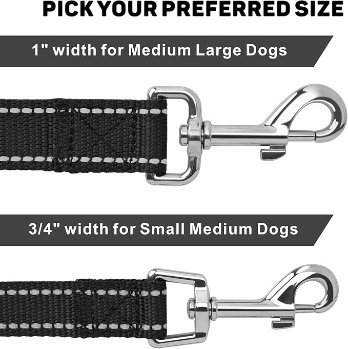 4FT Reflective Dog Leash, Padded Handle for Medium Large Dogs | Comfortable Nylon, Soft Handle Cushioning, Reflective Safety at Night, Training Leash for Park & Hiking (1in, Black) - Image 4