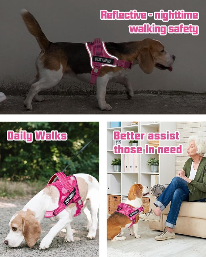 AUROTH Dog Harness and Leash Set for Medium Sized Dog, No Pull Dog Vest | with 5.25FT Dog Leash, Breathable Soft Padded, No choke, Reflective Tactical, Easy to Put on & Take Off - Pink Camo Medium - Image 2