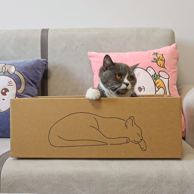 5 Packs in 1 Cat Scratch Pad with Box for Indoor Cats, Larger-Sized Durable Recyclable and Reversible Cardboard Cat Scratching Pad for Rest and Play - Image 6