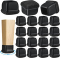 16 Pack Chair Leg Floor Protectors for Hardwood Floors, Square Rubber Furniture Sliders, 360°Felt Pad Bottom Wrapped Thickening Silicone Furniture Legs Caps Covers(Square,Black-XL) by Yarehand