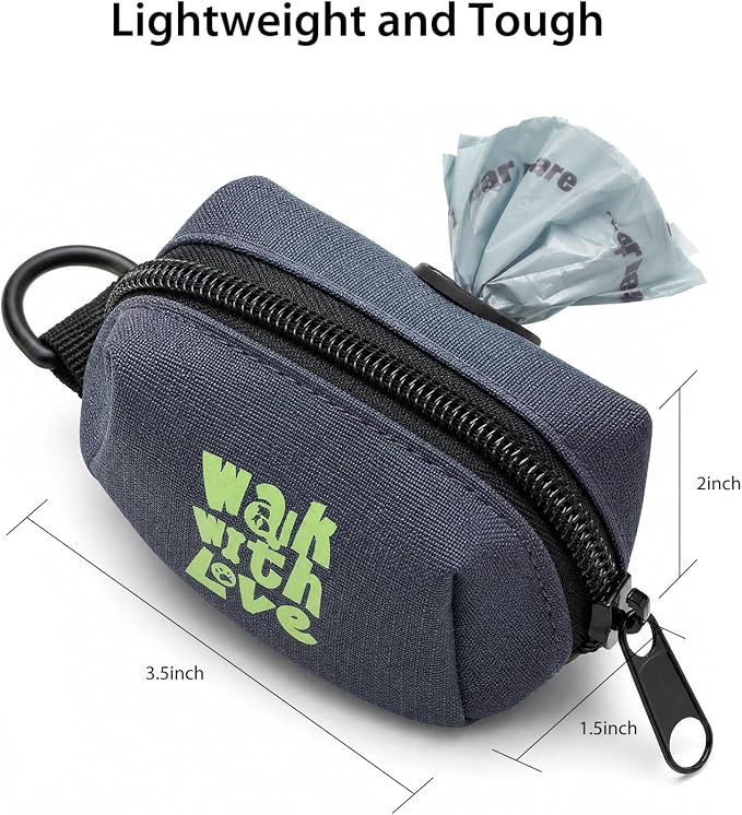 Dog Waste Bag Dispenser, Poop Bag Holders for Leashes, Dark Blue | Soft Fabric Zipper Small Dog Puppy Pouch for Leash Accessory Attachment, Doggy Poop Bag Holder for Travel, Dog Walking, Park - Image 7