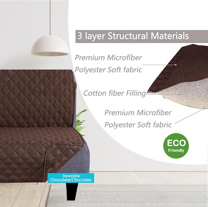 U-NICE HOME Futon Sofa Covers 68''Armless Couch Cover, Chocolate | Washable, Pet Friendly, Elastic Straps, Water Repellent, Furniture Protector Mat - Image 3