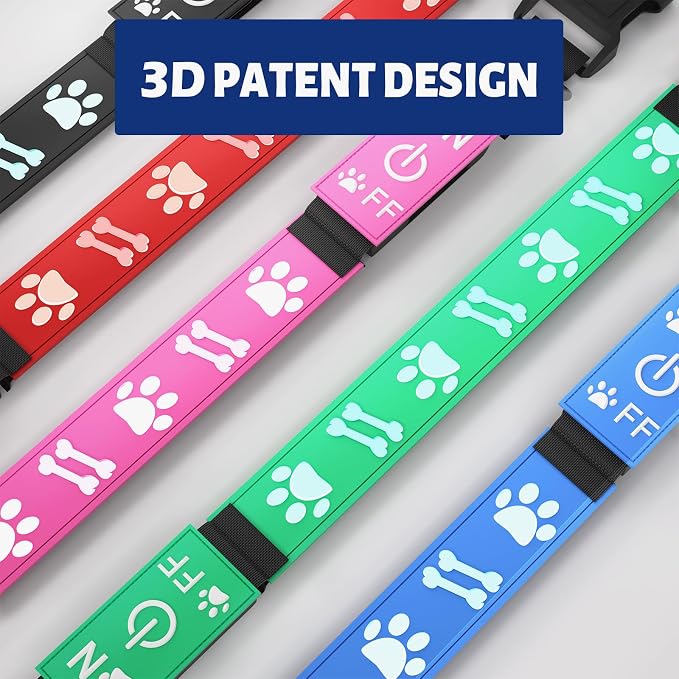 Light Up Dog Collars Adjustable & Rechargeable LED Dog Collars for Night Safety Walk Glowing Collar for Dog, Red - Image 2
