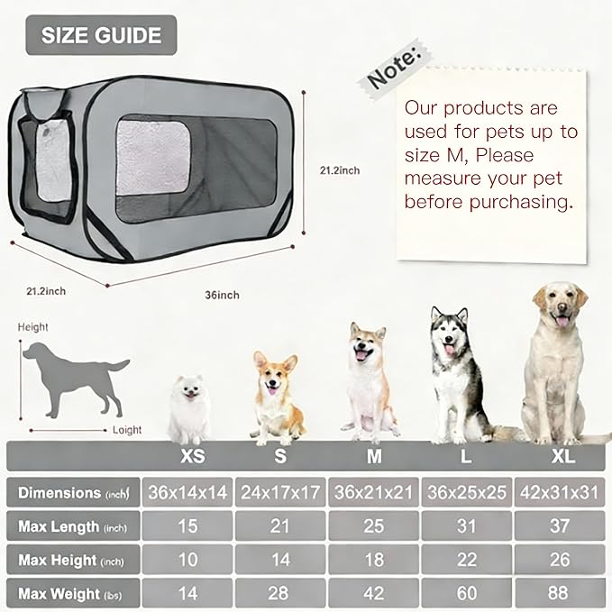 36 Inch Foldable Dog Kennel for Large Dogs, Portable Waterproof Pop-Up Pet Crate, Indoor Outdoor Travel Car Seat Kennel (Grey) - Image 6