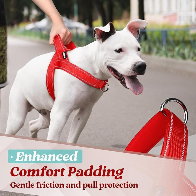 rabbitgoo Dog Harness No Pull, Quick Fit for Large Dogs with Soft Padded Handle, Chest Adjustable Reflective Pet Vest, No Choke Escape Proof for Walking Training, Red L - Image 6