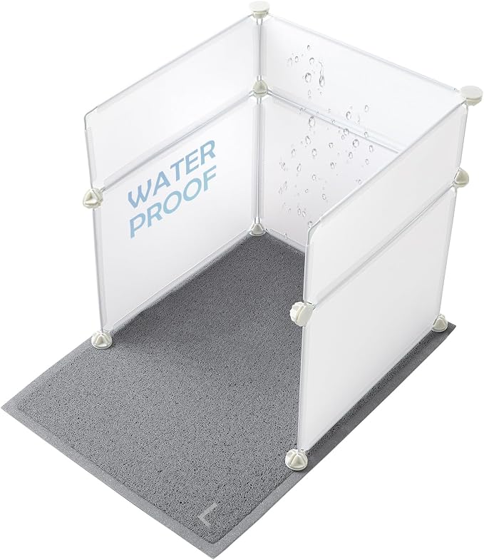 MEEXPAWS Cat Litter Box Enclosure, Splash Guard High Walls with Litter Mat | Large Litter Box Pee Shield, DIY Plastic Sheets Easy Clean, Litter Containment, Privacy Screen, Wall Protector by PETPRODUCTS