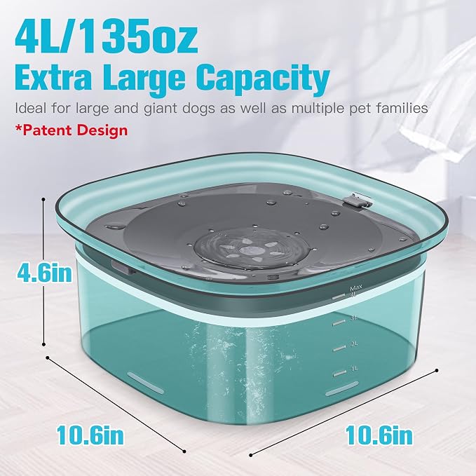 UPSKY 4L Dog Water Bowl No Spill Large Capacity Slow Drinking Water Feeder | Splash Proof, Prevent Pet Prevents Choking, Anti-Slip, Visible Water Level, Suitable for Vehicle Carried Travel and Car Trips - Image 2