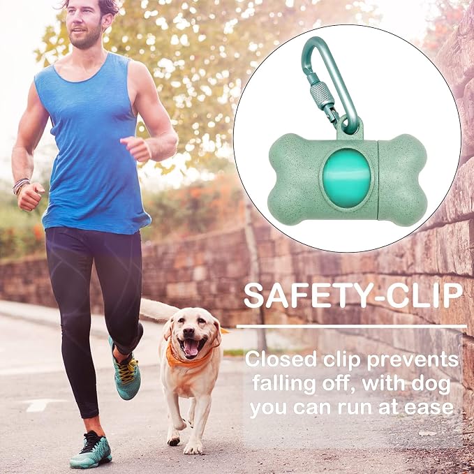 Dog Poop Pickup Bags Holder Dispenser with 1 Roll Random Color Leak-proof Scented Doggy Waste Bags and Carabiner with Safety Lock Plus Hook and Loop Fastener Never Loose on Leash Lead Again (Blue) - Image 2