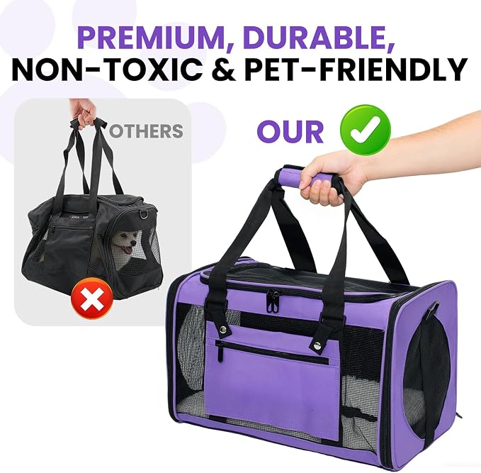 Soft-Sided Cat Carrier 18x11x11 in Expandable Travel Pet Bag 15LBS | For Cats and Small Dogs with Anti-Scratch Mesh Washable Mat Collapsible Escape-Proof Airline Approved with Shoulder Strap - Image 5