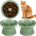 Tioncy 1 Pcs Ceramic Elevated Slow Feeder Cat Bowl, Raised Cat Slow Feeder Bowl, Anti Vomiting for Dry and Wet Food, No Spill High Edge Easy Clean Dishwasher Safe (Sage Green) by Tioncy