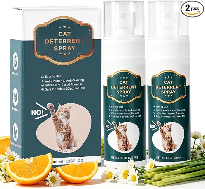 Cat Deterrent & Repellent Spray Anti-Scratch Training Aid, 8OZ 2 Pack | Furniture Protector for Sofa, Bed, Kitchen, Courtyard, Indoor & Outdoor Use, Pee Stopper, Non-Toxic & Safe by Unknown