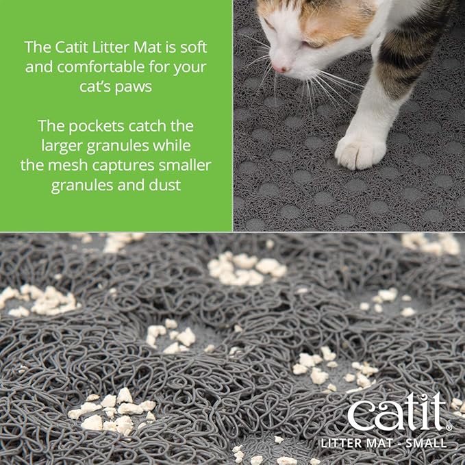 Catit Cat Litter Mat Rectangle Non-Slip Litter Trapping Mat Soft | Comfortable, Easy to Clean for All Cat Litter Types, Small - Image 2