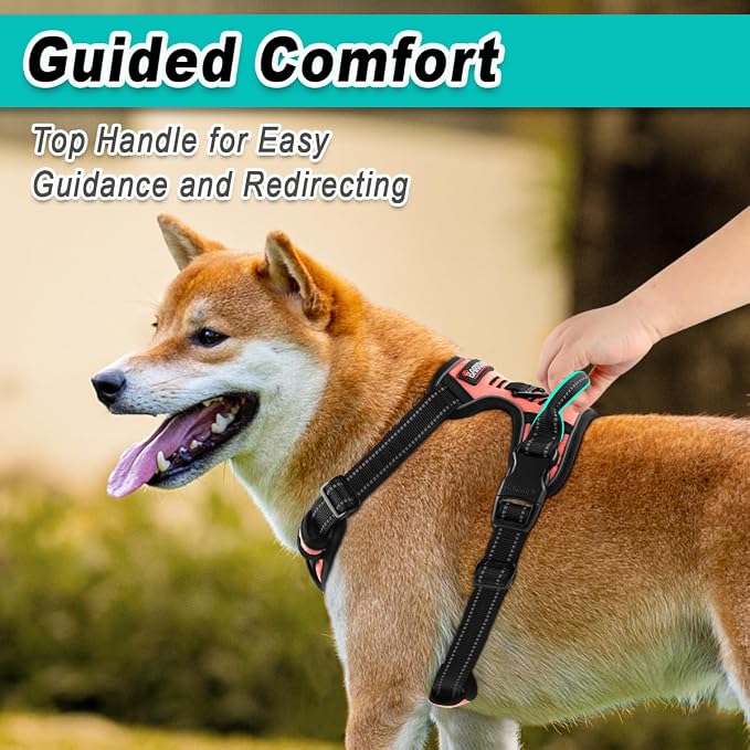 BARKBAY Dog Harness for Medium Sized Dog No Pull 2 Leash Clips Dog Vest | Control Handle,Comfort,Heavy Duty,Adjustable Reflective,Perfect for Outdoor Training, Walking,Hiking(M,Light Pink) - Image 4