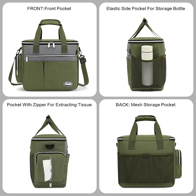 Dog Travel Bag for Pet Kit for Supplies with 2 Food Storage Containers 2 Collapsible Bowls 1 Feeding Mat 1 Dog Treat Pouch 7-Piece Set Perfect Road Trips Camping Weekend (Olive Green) - Image 5