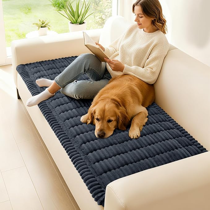 hyha Couch Cover for Dogs, Washable Non Slip Plush Flannel Sofa Protector | Thick Flannel, Anti-Slip Backing, Pet Hair & Scratch Protection, Fits Sofa & Loveseat (27.6" x 82.7") - Image 2