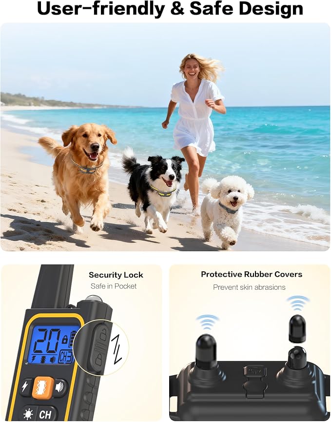3 Pack Dog Training Collar – Remote Dog Shock Collars with Beep, Vibration and Safe Shock Modes, Rechargeable IP67 Waterproof E-Collars for Small, Medium & Large Dogs with LED Night Light - Image 8