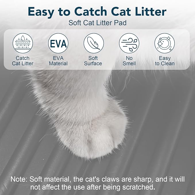 UPSKY Large Cat Litter Mat 31" x 24 Waterproof and Washable, Soft on Paws | Litter Catcher Pad, Cat Litter Trapping Mat, Scatter Control, Fits Most Litter Boxes, Use for Dogs & Cats, Grey - Image 5