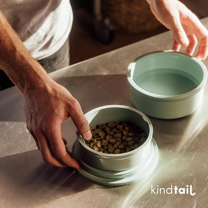Dog Travel Bowls - Set of 2 Portable Pet Food & Water Dishes with Lid & Handle - Each Nesting Container Includes a Non-Slip Silicone Base - Microwave & Dishwasher Safe - BPA & Toxin-Free - Image 9