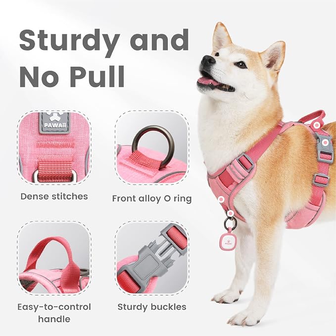 Pawaii No Pull Dog Harness with Pet ID Tag, Reflective Vest | Built for safer walks with a QR Pet ID Tag, front no pull clip, reflective trim, control handle and breathable mesh lining - Image 2