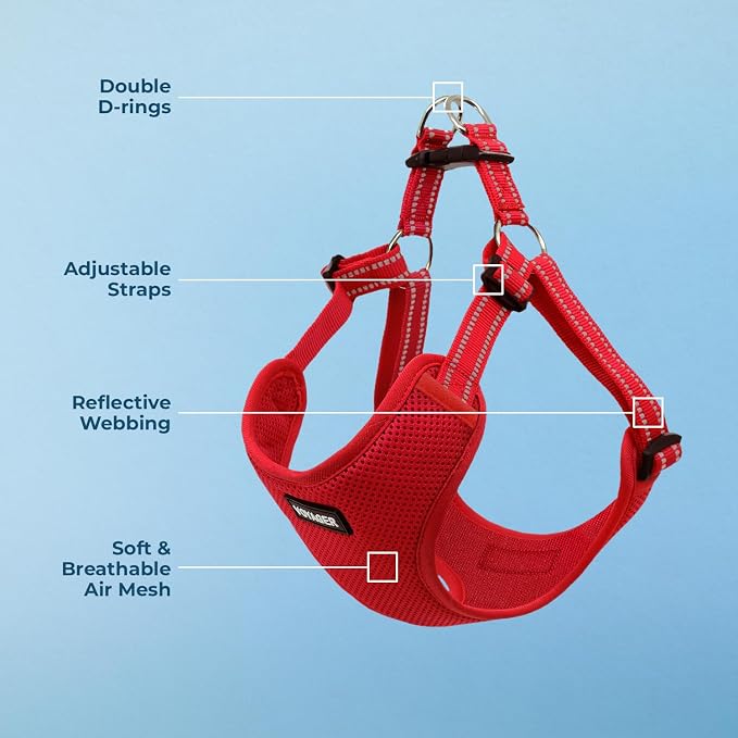 Voyager Step-in Flex Adjustable Dog Harness - Red, Medium | 17 - 21" in Chest, Fully Adjustable, Reflective Bands, All Weather Breathable Air Mesh, Lightweight, Fast Drying - Image 3