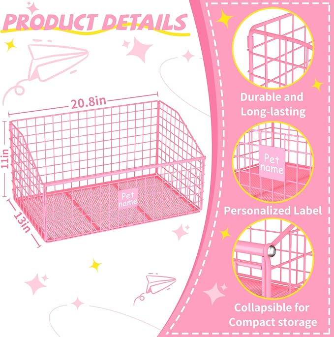 Kaiferty Indestructible Dog Toy basket, Large Toy Bin for Dogs,Pet Toy Bin Dog Metal Basket Organizer Storage for Toys Food Storage (Pink) - Image 8