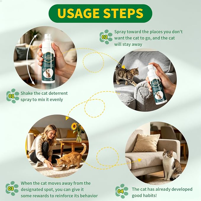 Cat Deterrent & Repellent Spray Anti-Scratch Training Aid, 8OZ 2 Pack | Furniture Protector for Sofa, Bed, Kitchen, Courtyard, Indoor & Outdoor Use, Pee Stopper, Non-Toxic & Safe - Image 6