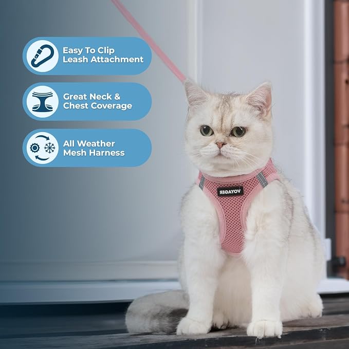 Voyager Step-in Air Cat Harness & Leash Set - Pink, XXXS | 11 - 12" in Chest, Reflective Bands, All Weather Breathable Air Mesh, Cats Compatible, Fast Drying - Image 6