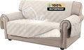 PrinceDeco 100% Waterproof Loveseat Covers for 2 Cushion Couch Sofa Covers Waterproof and Washable Sofa Slipcover with Side Pocket Furniture Protector with Elastic Straps(Loveseat 48", French Oak) by PrinceDeco