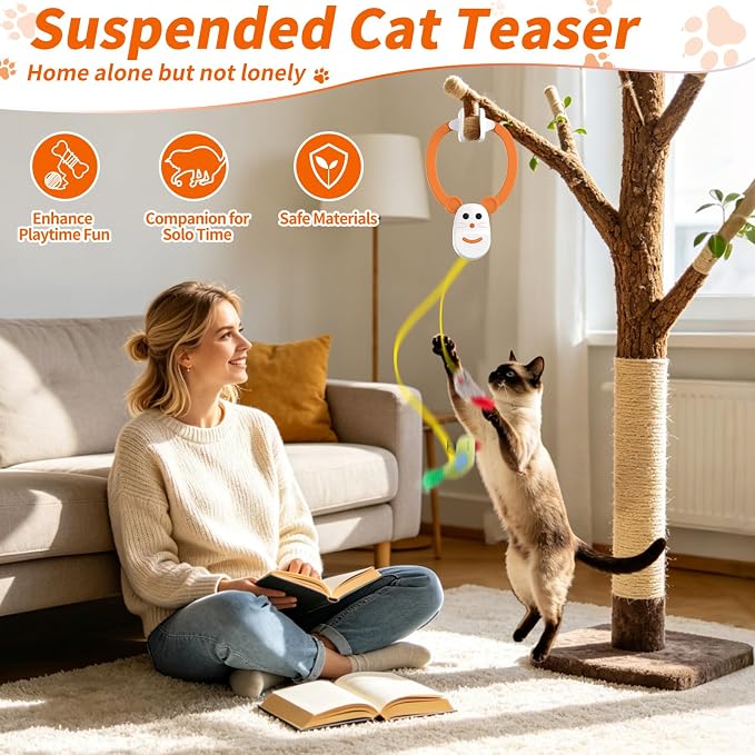 Interactive Cat Toys, Automatic Flying Bird Door Hanging Toy for Cats | USB Rechargeable Smart Sensor Toy for Indoor Cats, Self Play, Hunting Exercise and Mental Enrichment - Image 4