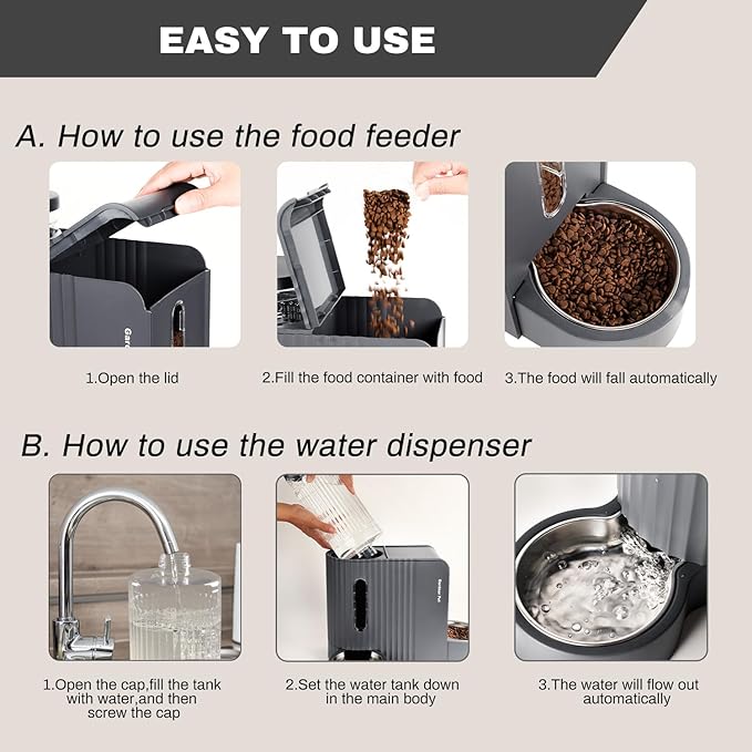 Gardner Pet Automatic Gravity Cat Food Feeder and Water Dispenser Stainless Steel Two-in-One Set Large Capacity Dispenser for Pets Dogs, Puppies, Kittens-(0.8 Gallons x 2) - Image 6