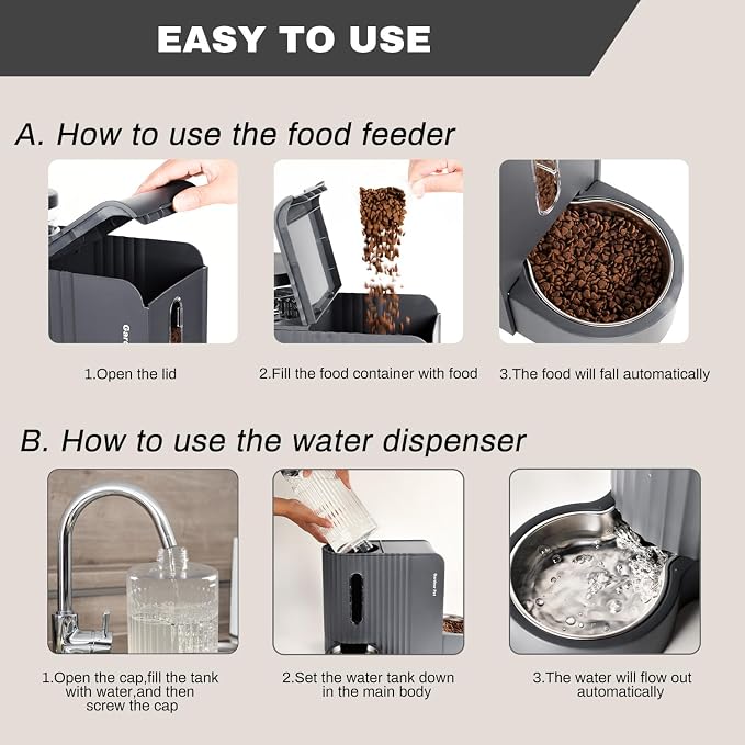 Gardner Pet Automatic Gravity Cat Food Feeder and Water Dispenser Stainless Steel Two-in-One Set Large Capacity Dispenser for Pets Dogs, Puppies, Kittens-(1.6 Gallons x 2) - Image 5