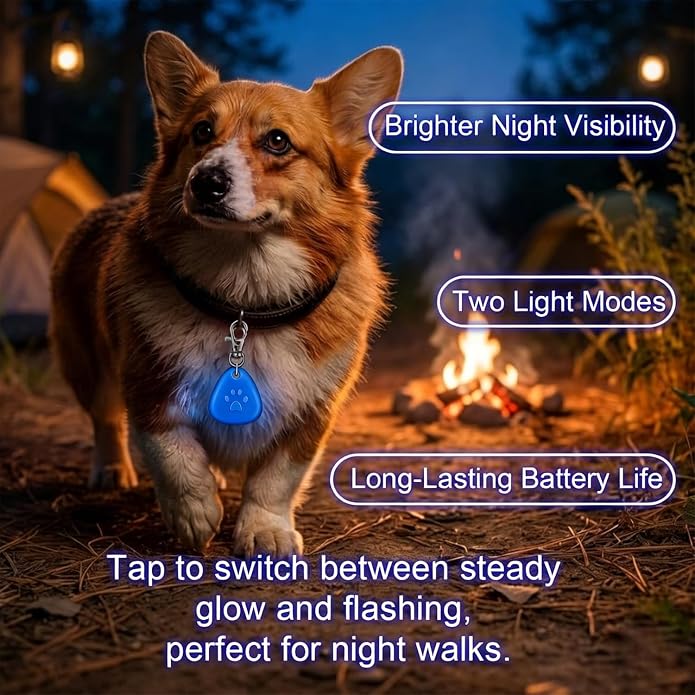 QUELIEN LED Dog Collar Light, Clip-On Dog Safety Light for Night Walking, High Visibility Light Up Dog Collar Accessory for Summer Camping & Hiking, Lightweight for All Pets, Blue - Image 4