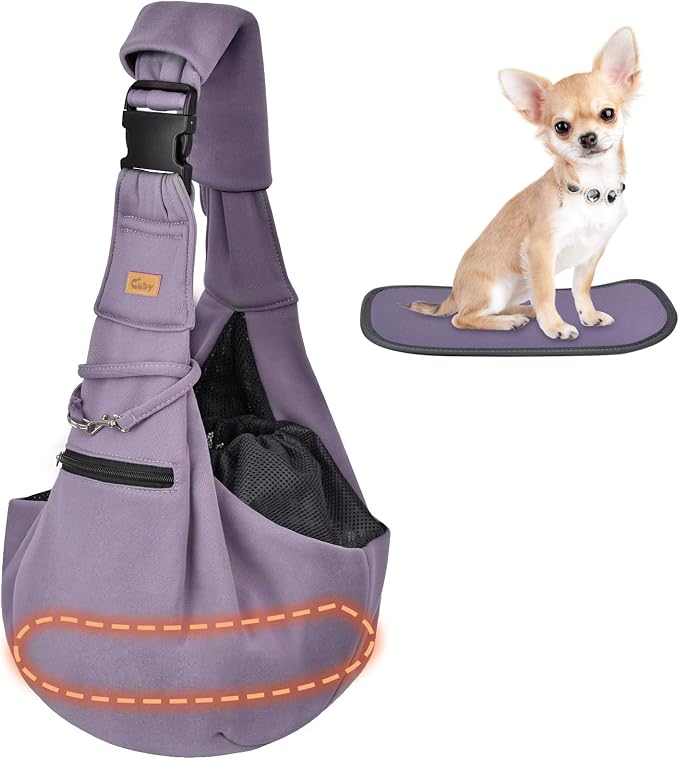 CUBY Dog and Cat Sling Carrier - Hands Free Reversible Pet Papoose Bag - Soft Pouch and Tote Design - Suitable for Puppy, Small Dogs Cats Outdoor by CUBY