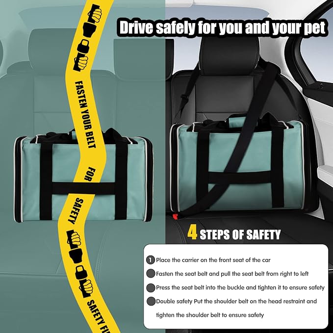 Cat Dog Carriers Soft-Sided Pet Carrier Large Cats for Medium Big Cat Small Dog Puppy up to 16lbs TSA Airline Approved Animal Collapsible Cat Carrier Carriers Travel Carrier Cat Bag (17x11x11) - Image 4