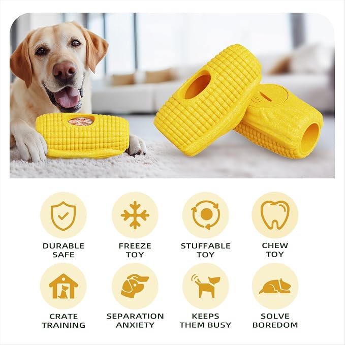 Dog Frozen Treat Toy to Keep Them Busy - Dog Chew Toy for Medium/Large Dogs | Heavy Duty Indestructible Toy for Aggressive Chewer,Interactive Fillable Lick Toy-Food Grade-Easy Clean-Reduce Anxiety-Yellow - Image 2