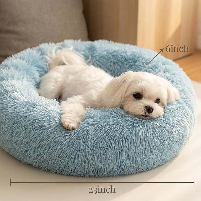 nononfish Soft Round Dog Bed for Small Dogs,Calming Plush Pet Bed | Soft round calming bed for comfortable pet rest. - Image 3