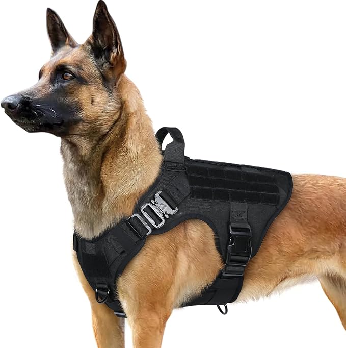 rabbitgoo Tactical Dog Harness for Large, Heavy Duty Military No Pull Vest | Sturdy Metal Buckles, 5 Adjustments, Molle System, Powerful Pullers for Training, Hunting, Outdoor, Black, Large by rabbitgoo