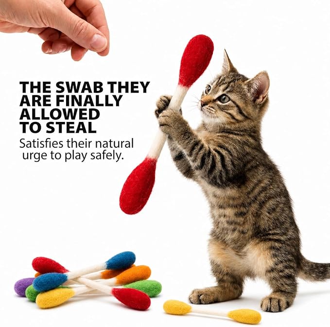 Glaciart One Swabs Cat Toys with Catnip - 6 Pk | Durable for Chew, Cute Cat Toys Interactive Kitty for Boredom, Exercise, & Play | Filled w/Organic Catnip for Anxiety & as Digestive Aid | Gift Idea - Image 3