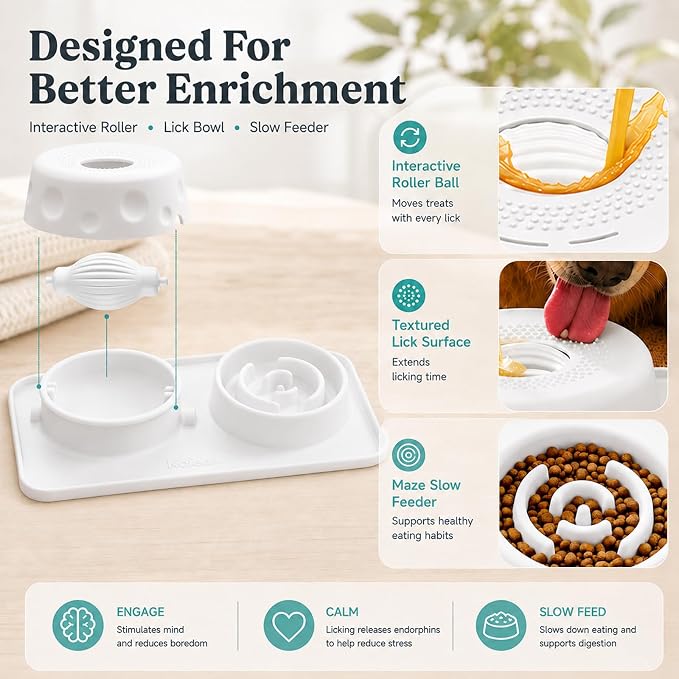 2 in 1 Silicone Slow Feeder Dog Bowl & Lick Bowl,Pet Feeding Bowl | Food Grade Silicone for Slow Eating, Anxiety Relief & Mental Stimulation, Non-Slip Dog and Cat Bowl - Image 5