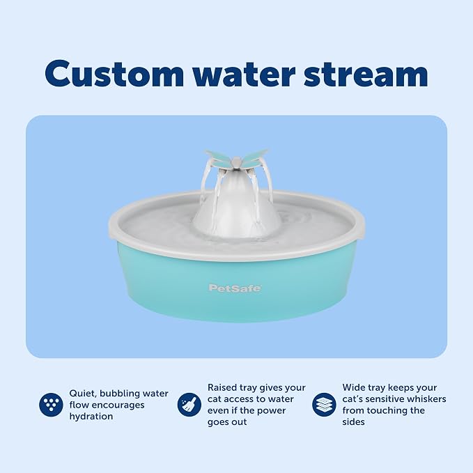 PetSafe Butterfly Cat Water Fountain, Pump & Filters, 50 oz Capacity | Butterfly Topper Creates 4 Water Streams, Replaceable Carbon and Foam Filter Keep Water Fresh and Clean - Image 4