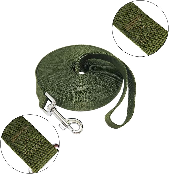 Nylon Training Dog Leash for Small Medium Large Dogs, 15ft 20ft 30ft 50ft Long Leash Dog/Puppy Lead for Obedience Recall Training, Camping (30ft, Green) - Image 2