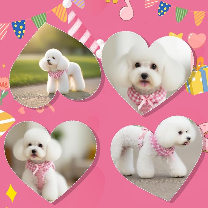 EXPAWLORER Step-in Dog Harness Small Sized Collar and Leash Set | Cute Small Dog Harness No Pull Girl, Pet Collar with Detachable Bow, Adjustable Light Puppy Vest for Dogs Cats, Pink S - Image 7