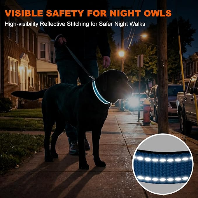 Taglory Reflective Dog Collar for Large Dogs, Soft Neoprene Padded with Escape-Proof Locking Buckle, Upgraded Zinc Alloy Ring, Adjustable for Pitbull Labrador Retriever, SkyBlue,L - Image 5