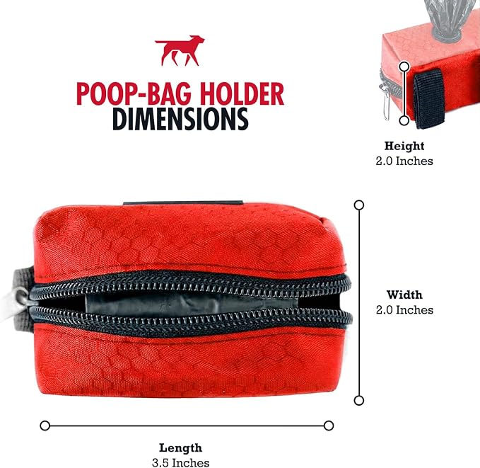 Tuff Pupper Dog Poop Bag Holder | Works with Any Dog Leash | Zippered Waste Bag Dispenser | Waterproof with Rust-Proof Clip | Convenient Lightweight Design | Includes 2 Rolls of Leak-Proof Bags - Image 2
