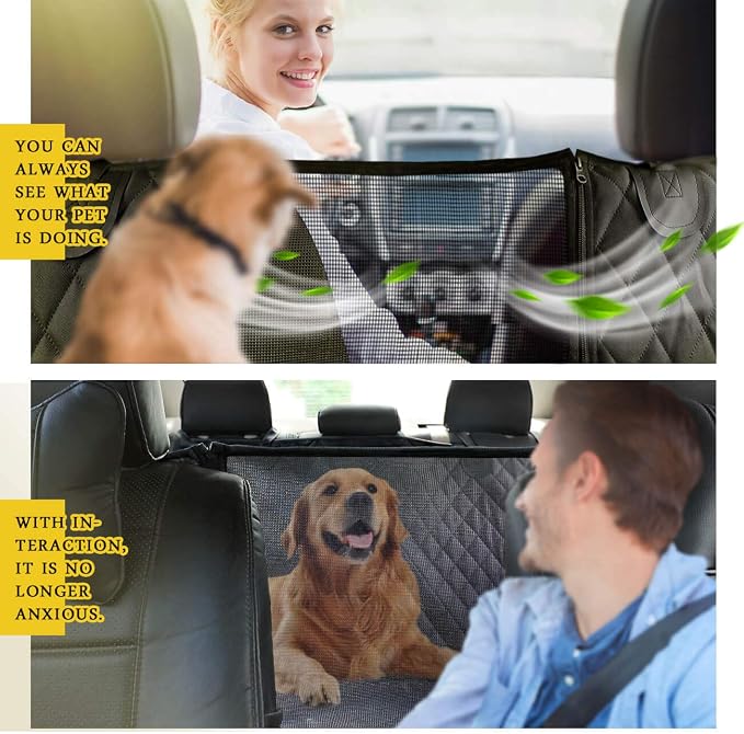 Vailge Dog Car Seat Cover for Back Seat, 100% Waterproof Back Seat Pet Cover for Dogs with Mesh Window, Scratch Prevent Antinslip Dog Hammock for Car - Image 2
