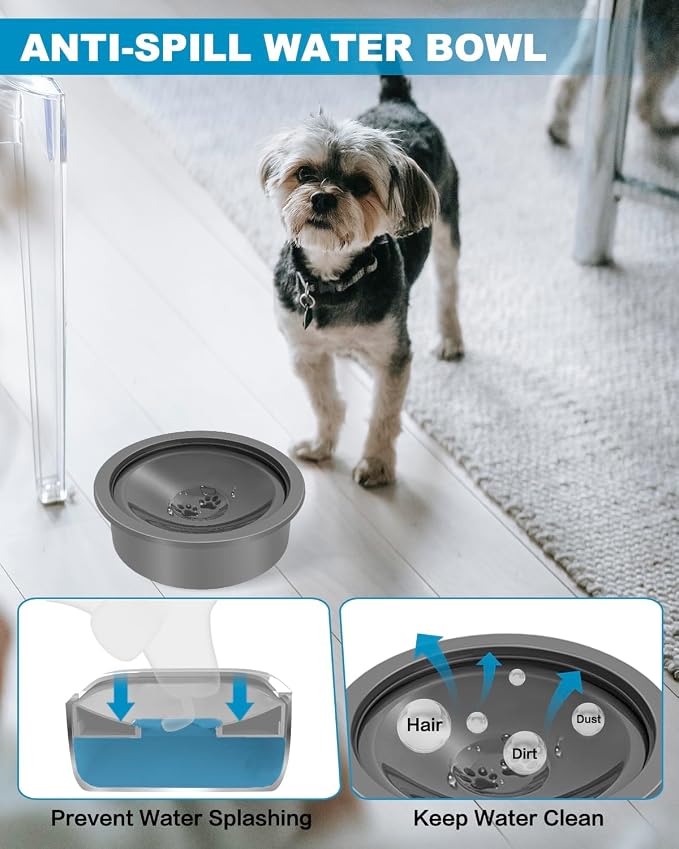 No Spill Dog Water Bowl, Slow Drinking Non Spilling Water Dish, Fits into Elevated Pet Feeder, 30oz Messy Drip Proof Slobber Stopper Water Dispenser for Dogs - Image 2