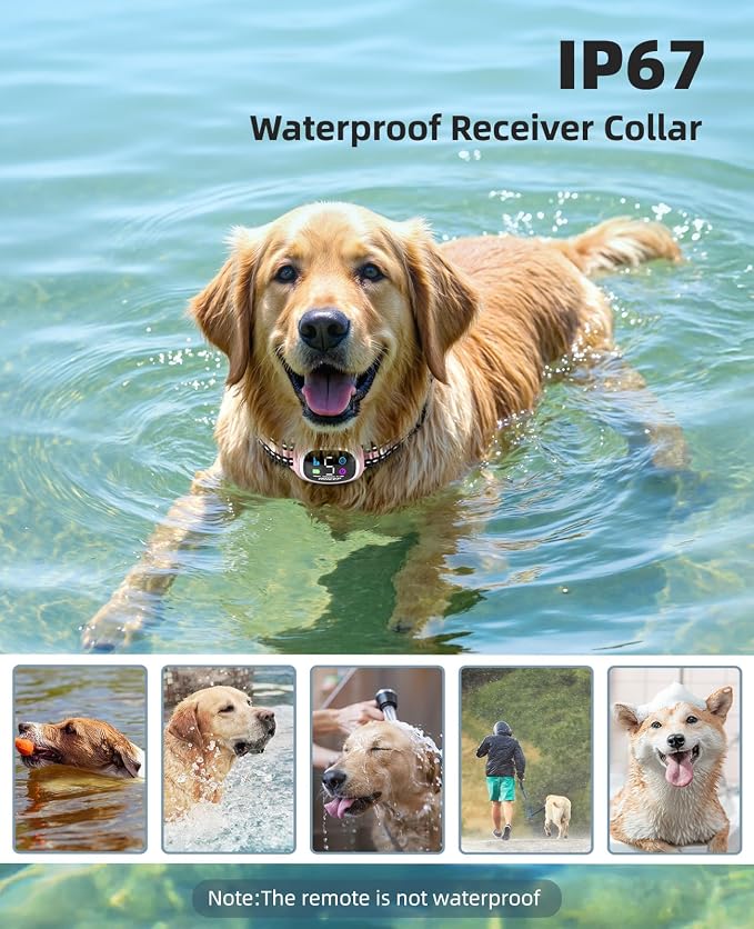 2-in-1 Dog Shock Collar and Bark Collar for Dogs – 3300FT Dog Training Collar with Remote, IP67 Waterproof e Collar with Anti-Bark/Beep/Vibration/Shock Modes for Small Medium Large Dog(8-120Lbs) - Image 5